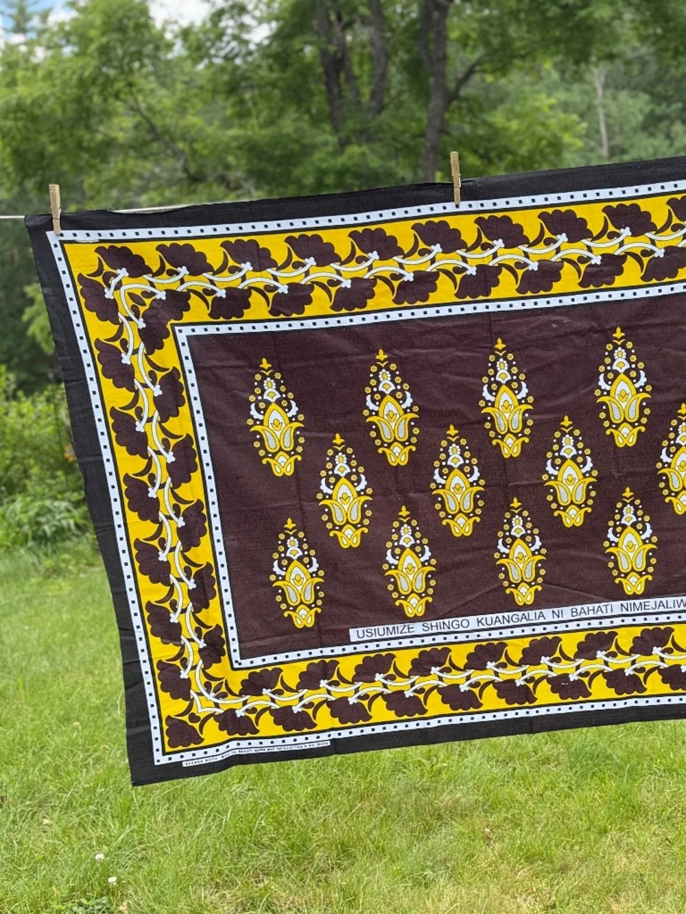 New Khanga Nzito Mali Ya Bahati Super Wax 100% Cotton Table Cloth Wall Hanging